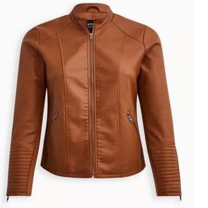 NEW! Torrid Faux Leather Collarless Moto Jacket Plus Size 3